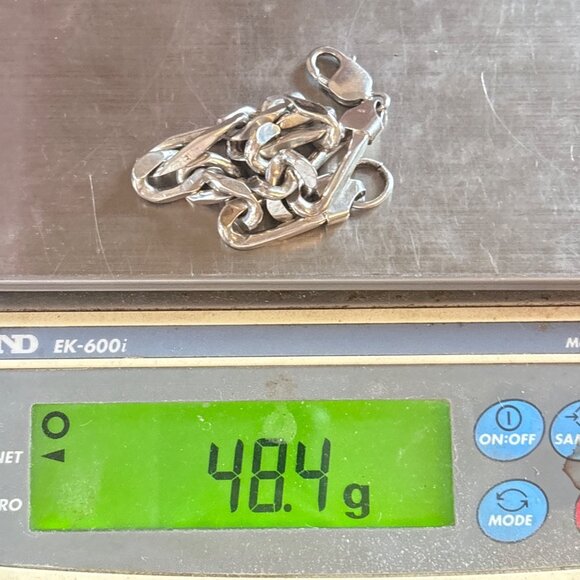 VTG Sterling Silver 925 Heavy Figaro Link Chain Bracelet Size 8.5" Length - Picture 10 of 10